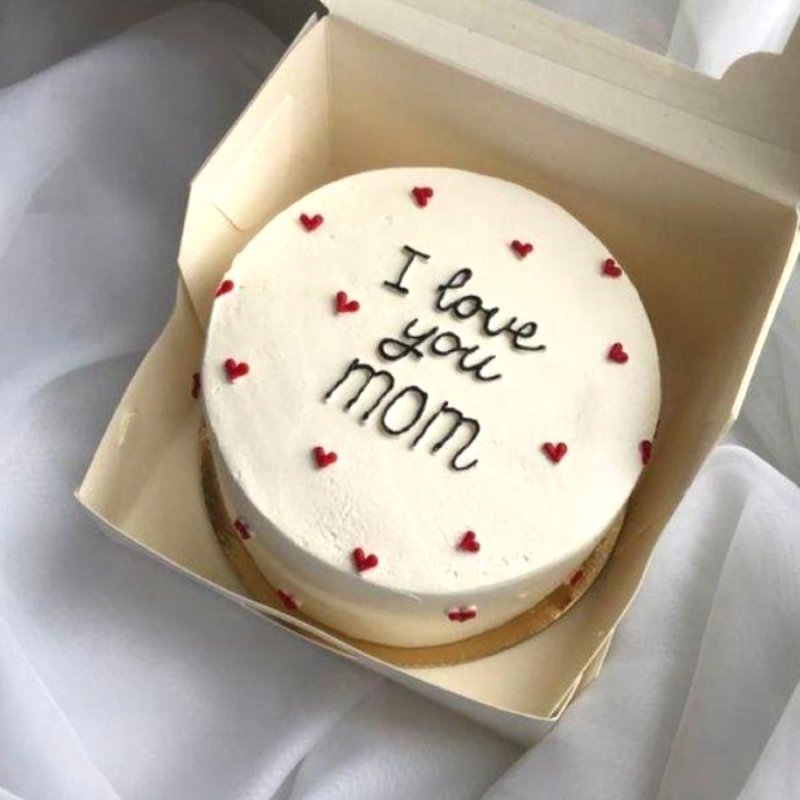I love you Mom Mini Bento Cake - White
