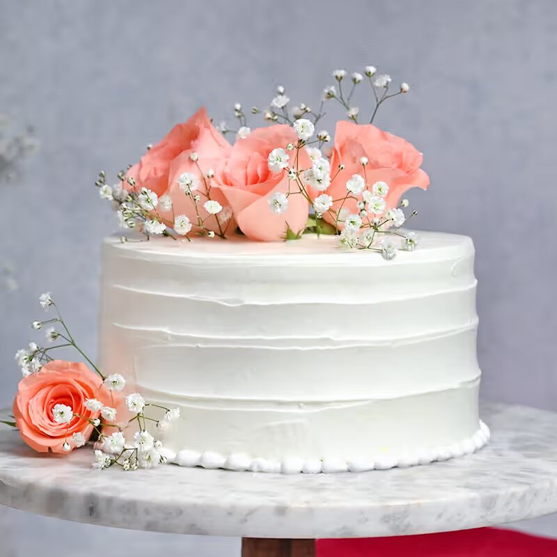 White & Pink Bloom Elegance Cake - Image 2