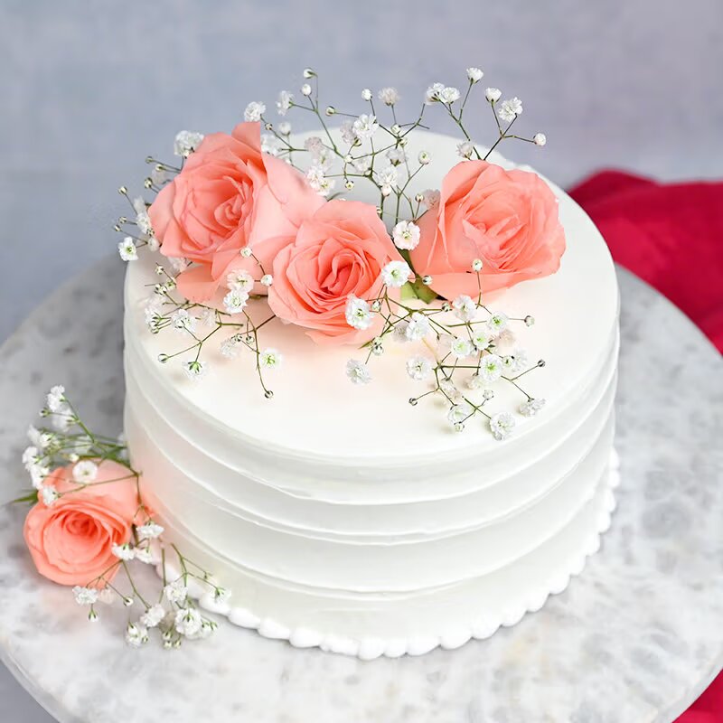 White & Pink Bloom Elegance Cake