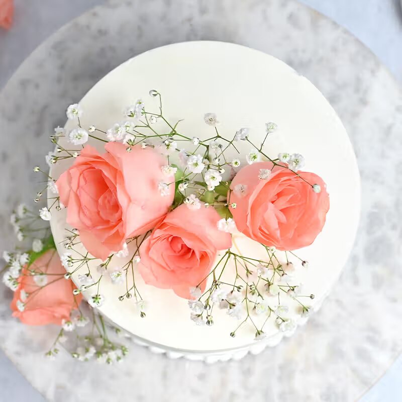 White & Pink Bloom Elegance Cake - Image 3