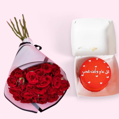 Combo - Red Baby Roses with Round mini Cake (Any Message)