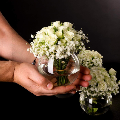 Mini Bliss – Baby White Rose & Baby's Breath Vase