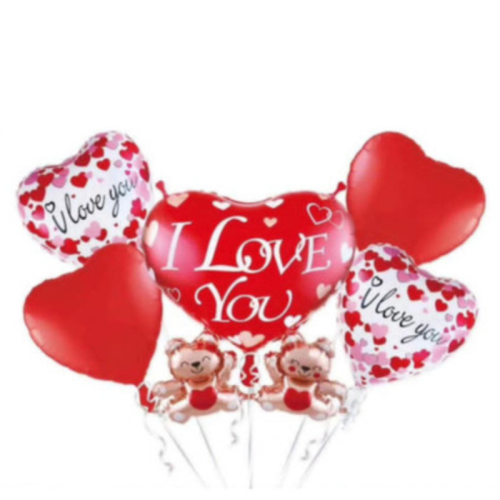 Love You Helium Balloons Bouquet 5pc