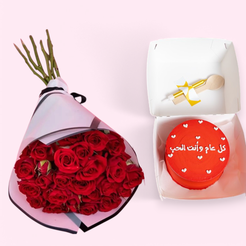Combo - Red Baby Roses with Round mini Cake (Any Message)