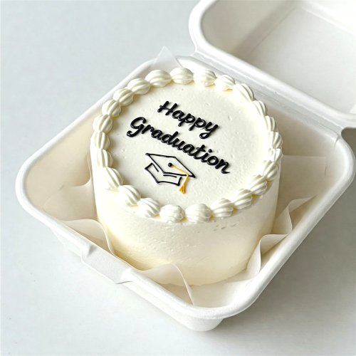 Happy Graduation Mini Bento Cake - White