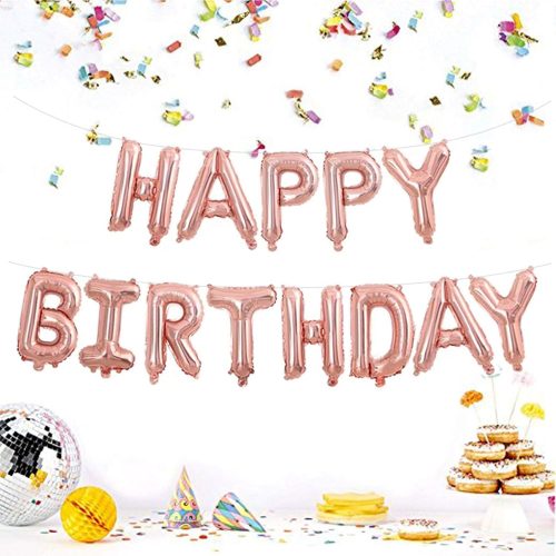 Rose Gold Happy Birthday Foil Helium Balloon Set – Premium Party Decoration