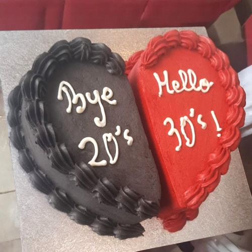 Split Heart Birthday Cake