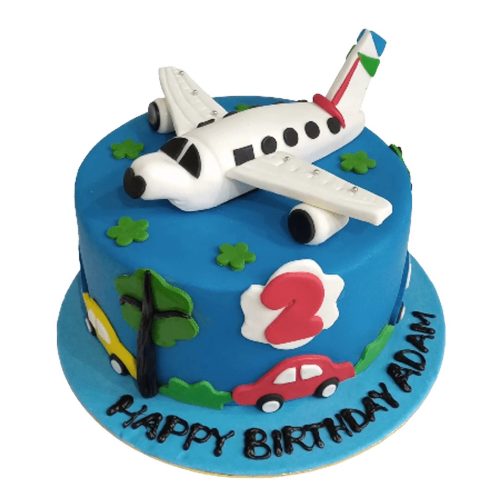 Aeroplan Cars Design Kids Birthday Cake