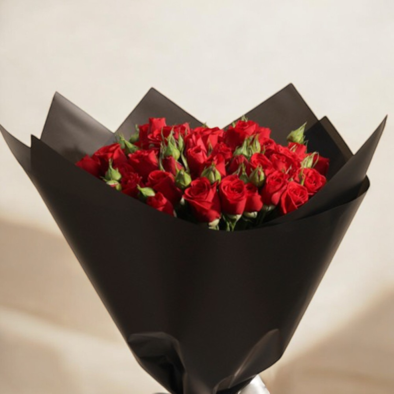 Crimson Elegance Baby Red Rose Bouquet - 18 Flowers - Image 2