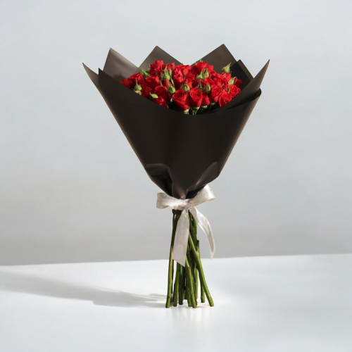Crimson Elegance Baby Red Rose Bouquet - 18 Flowers