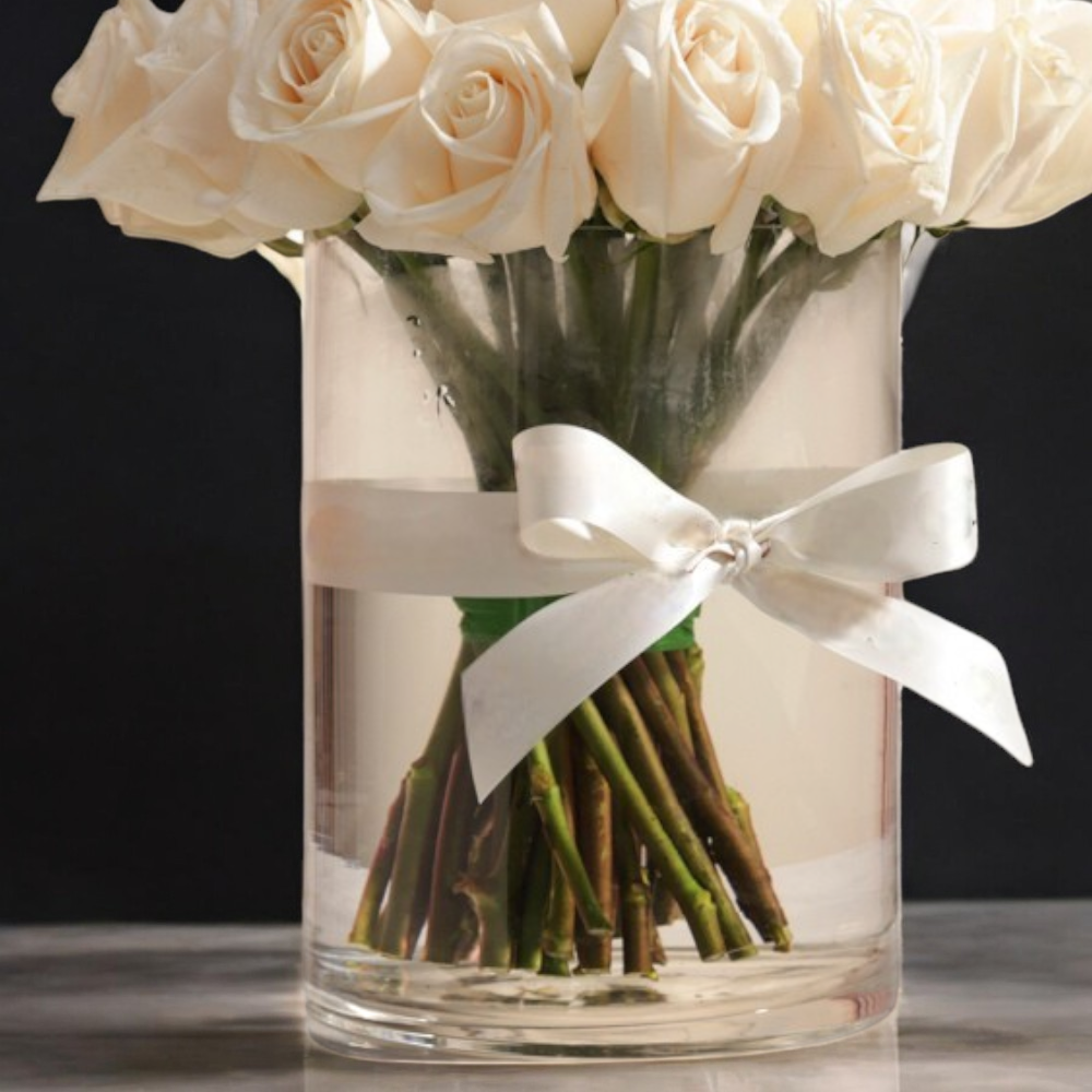 Elegant Purity – White Rose Flower Vase Arrangement - Image 3