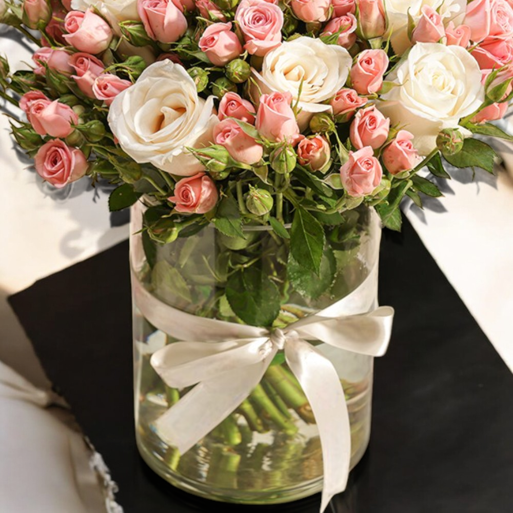 Blushing Elegance Rose Vase Arrangement - Image 5