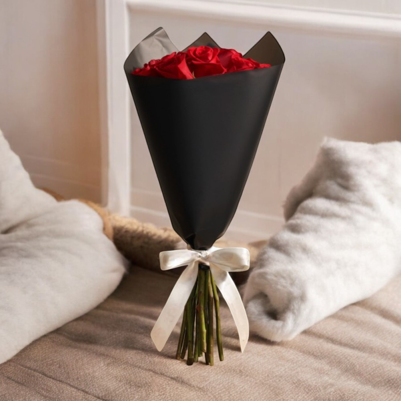 Pure Red Rose Bouquet Elegance - 12 Flowers - Image 2