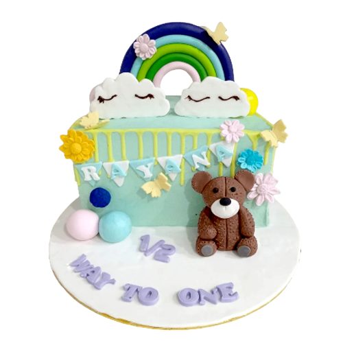 Half Birthday with Teddy Cake Kids Birthday Cake