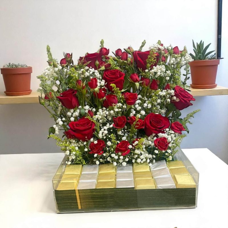 Golden Delight Rose & Chocolate Arrangement - Image 2