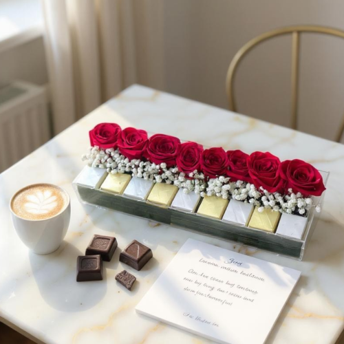 Red Elegance Floral & Chocolate Box