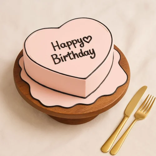 Pink Heart Birthday Cake – Minimal & Chic Design