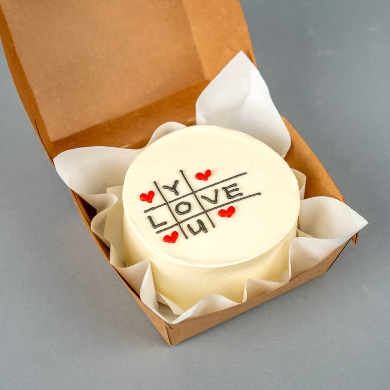 Love You Heart Balloons Mini Bento Cake - White - Image 2