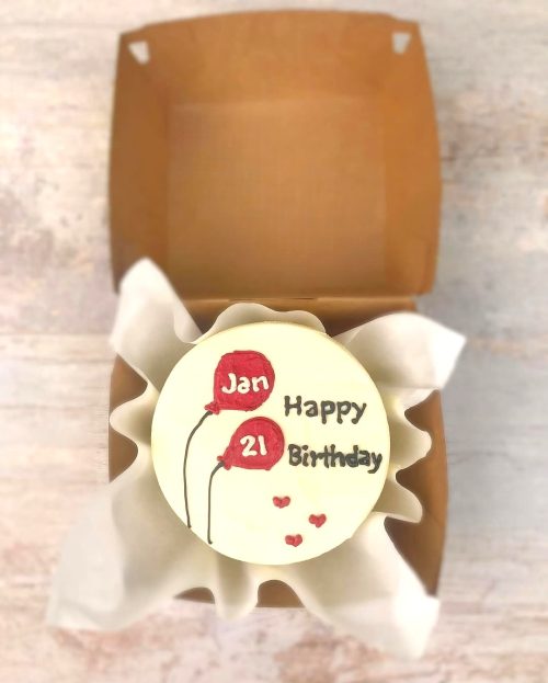 Happy Birthday Jan 21 Mini Bento Cake - White