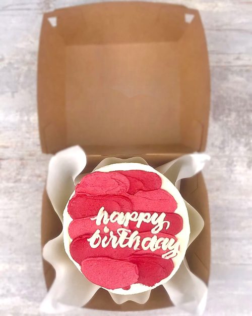 Happy Birthday Red Mini Bento Cake - White