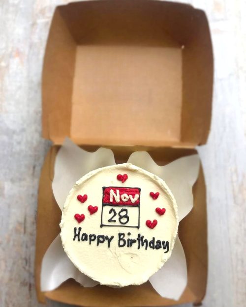 Happy Birthday Nov 28 Mini Bento Cake - White
