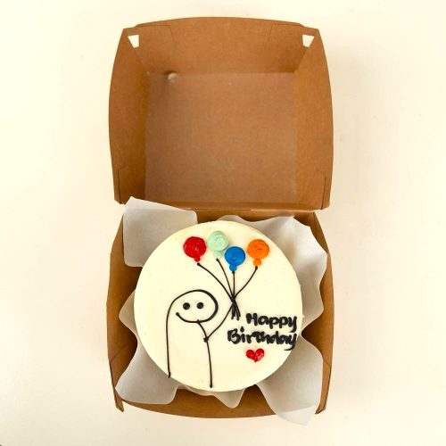 Happy Birthday Love Balloons Mini Bento Cake - White