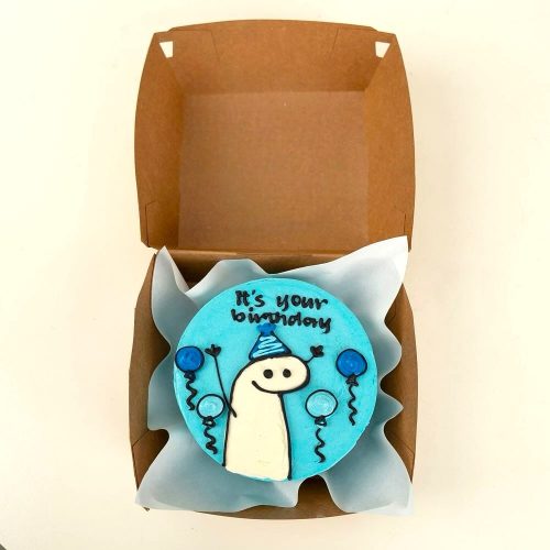 Happy Birthday Blue Balloons Mini Bento Cake - White