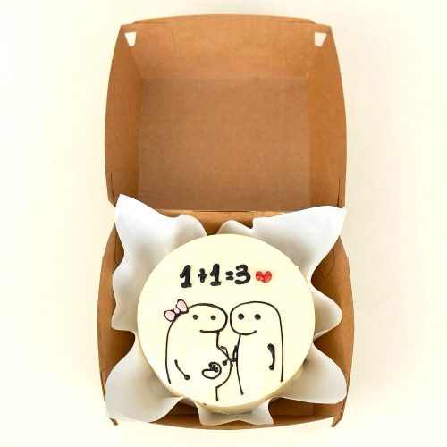 1+1=3 Mini Bento Cake - White
