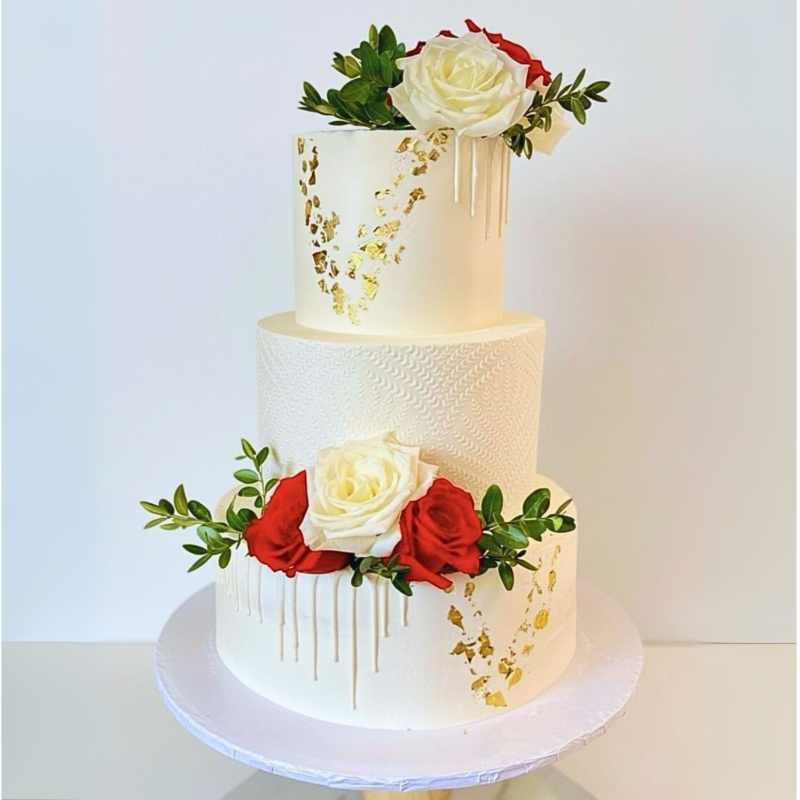 Golden Bloom Tier Cake