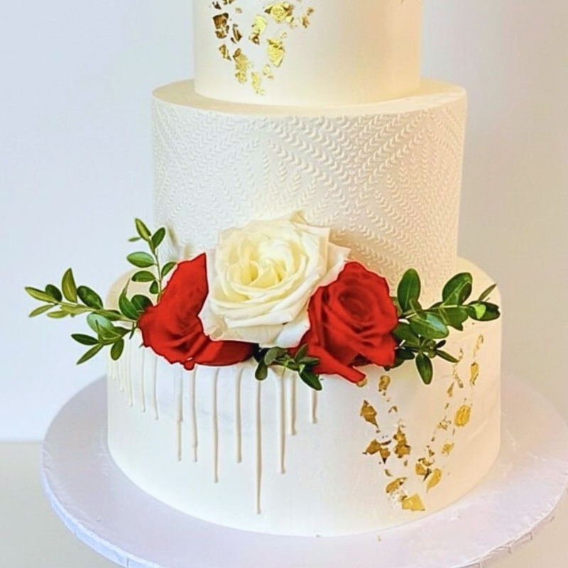 Golden Bloom Tier wedding Cake