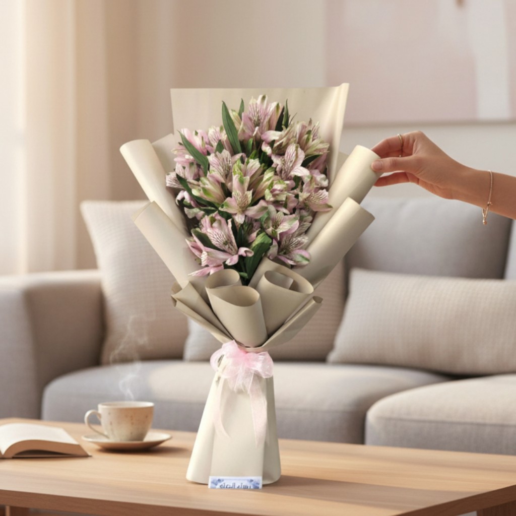 Soft Blush Peruvian alstroemeria Bouquet - Image 3