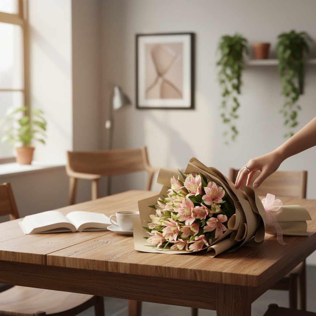 Soft Blush Peruvian alstroemeria Bouquet - Image 2