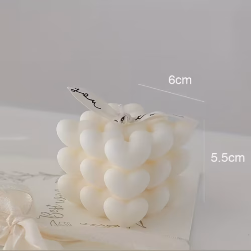 White Heart Cube Candle