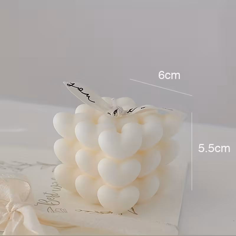 White Heart Cube Candle
