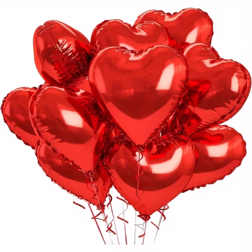 Red Heart Foil Balloons – 18" Inch Helium Ready