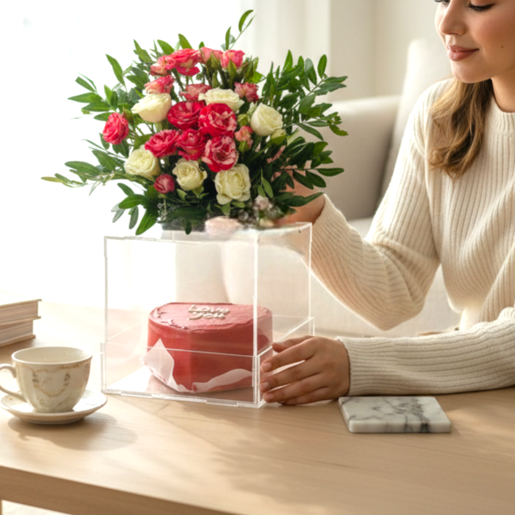 Love in Bloom Cake & Flower Gift Box