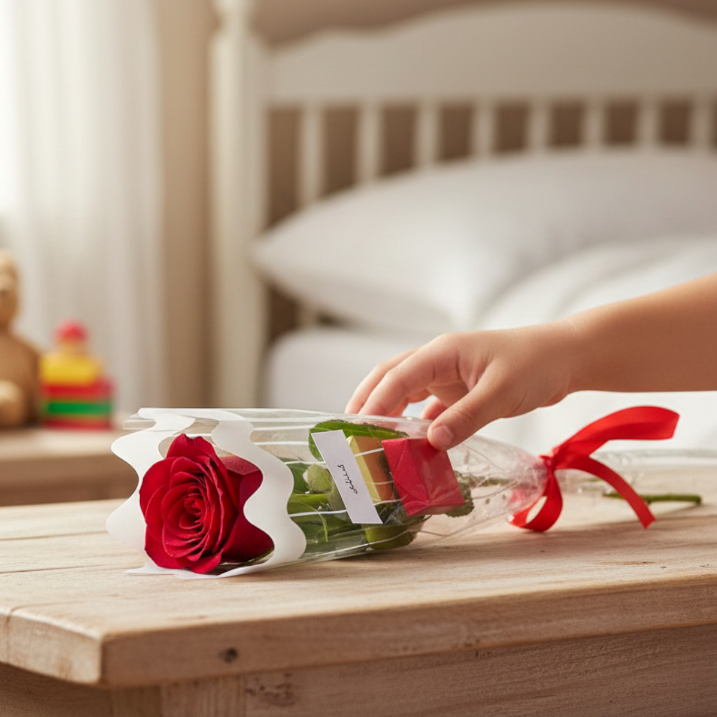 Noor Al Ramadan – 12 Roses & Chocolate Blessing Basket - Image 4