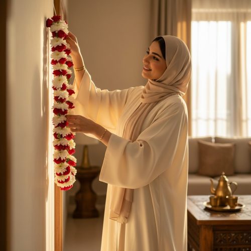 Red Rose & White Chrysanthemum Garland