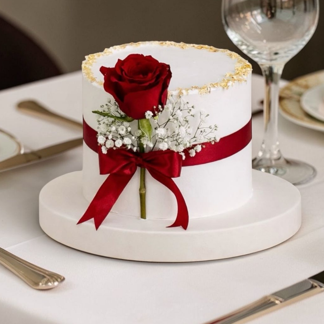 Rose Ribbon Elegance Cake