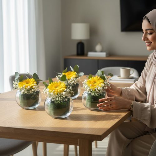 Sunshine Daisy Glass Bowl Arrangement
