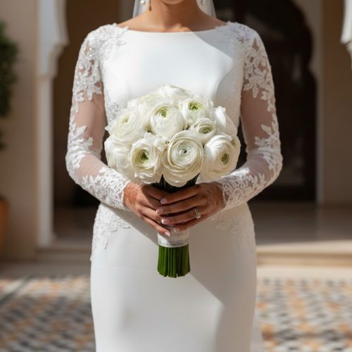 Snow Petal White Ranunculus Bridal wedding Bouquet