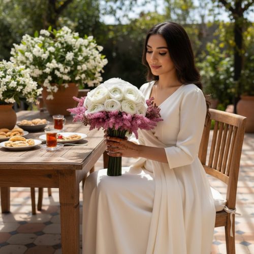Blush Harmony White Ranunculus & Pink Astilbe Bridal Wedding Bouquet