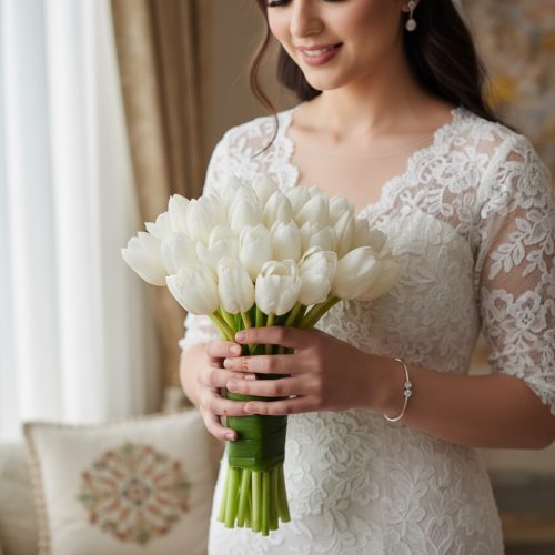 Pure Elegance White Tulip Bridal Wedding Bouquet