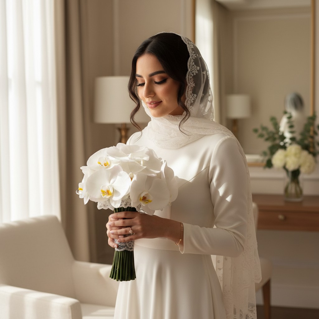 Ivory Grace White Orchid Wedding Brides Bouquet
