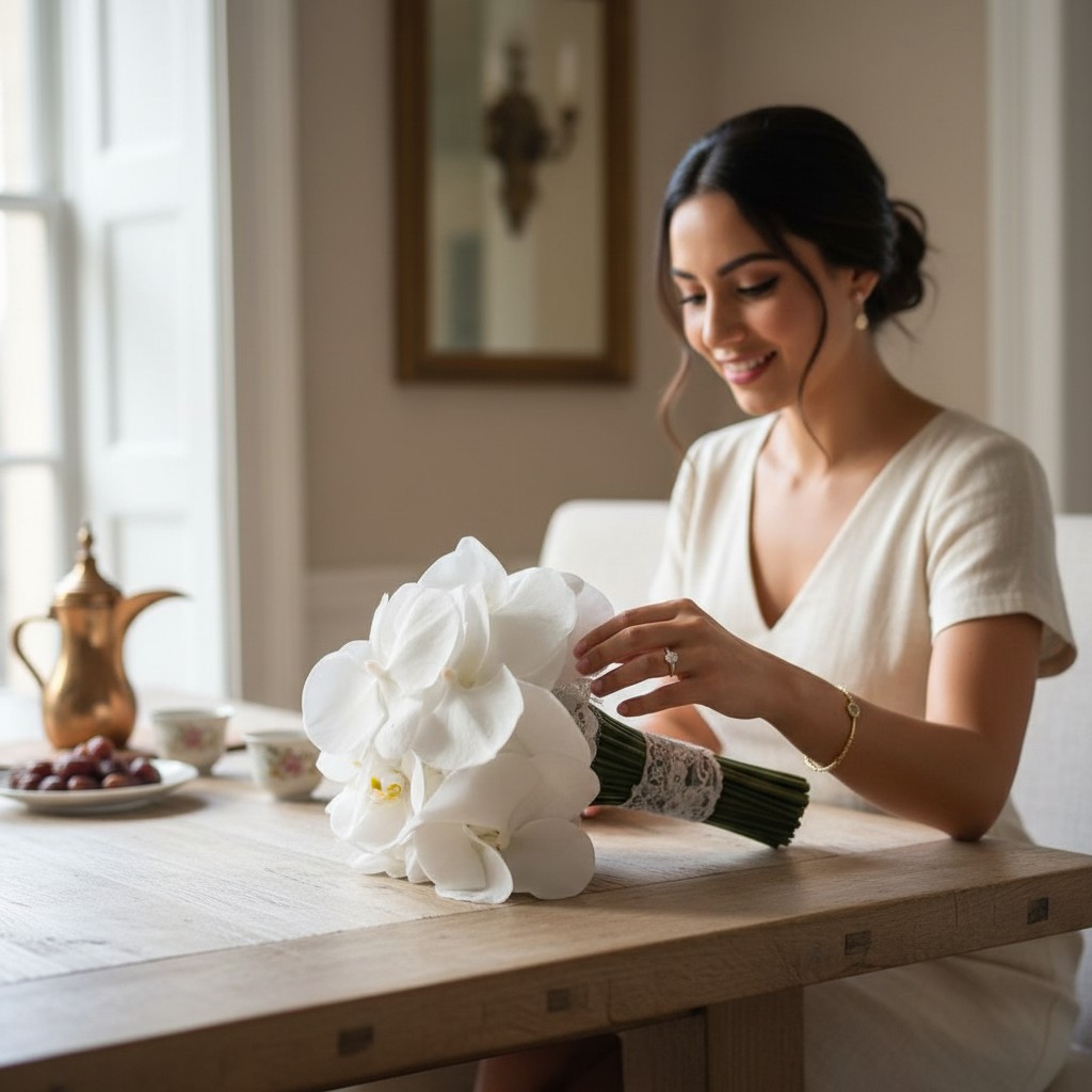 Ivory Grace White Orchid Wedding Brides Bouquet - Image 2