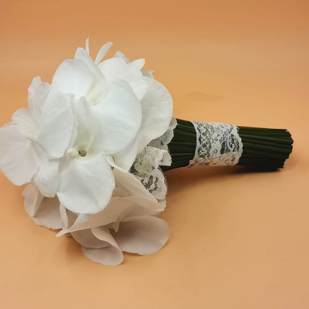 Ivory Grace White Orchid Wedding Brides Bouquet - Image 3