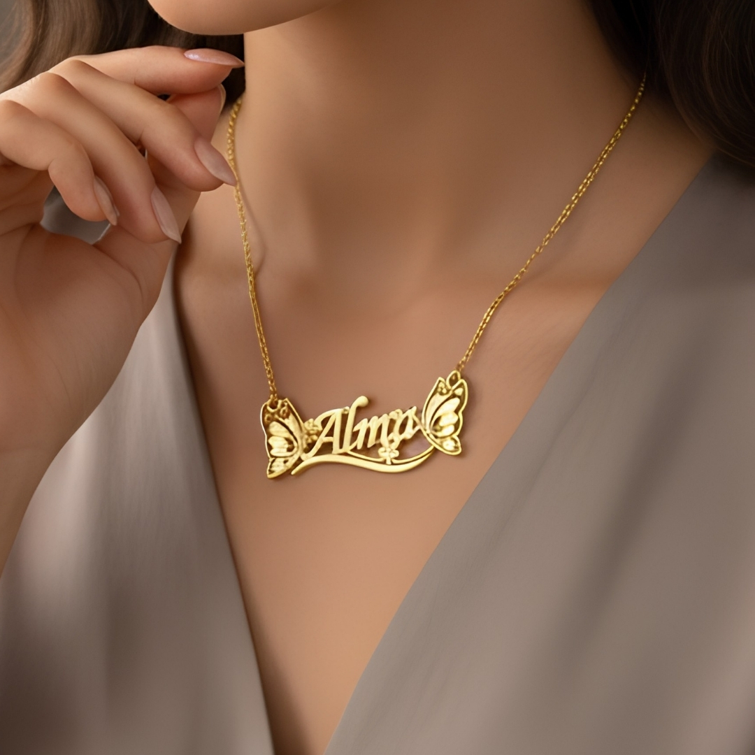 Custom Butterfly Name Necklace – Personalized Gold Name Necklace Kuwait - Image 2