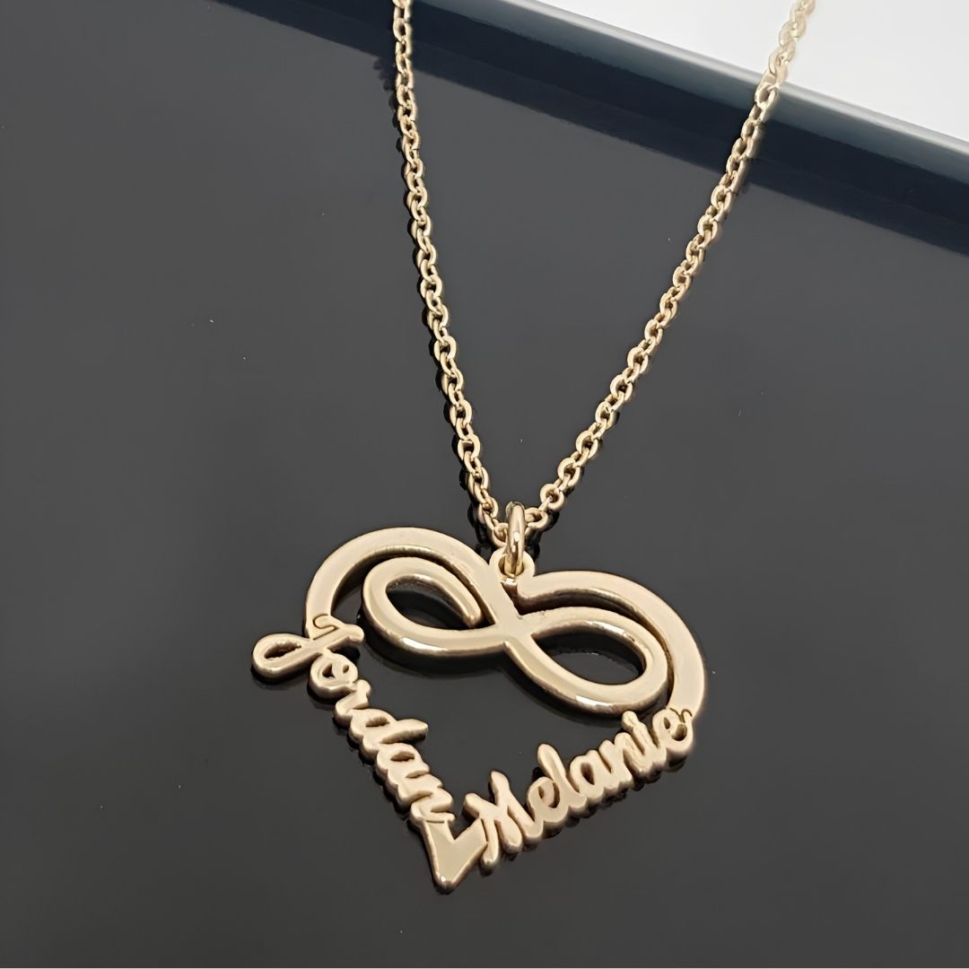 Custom Infinity Heart Name Necklace – Personalized Two Name Gold Necklace Kuwait - Image 2