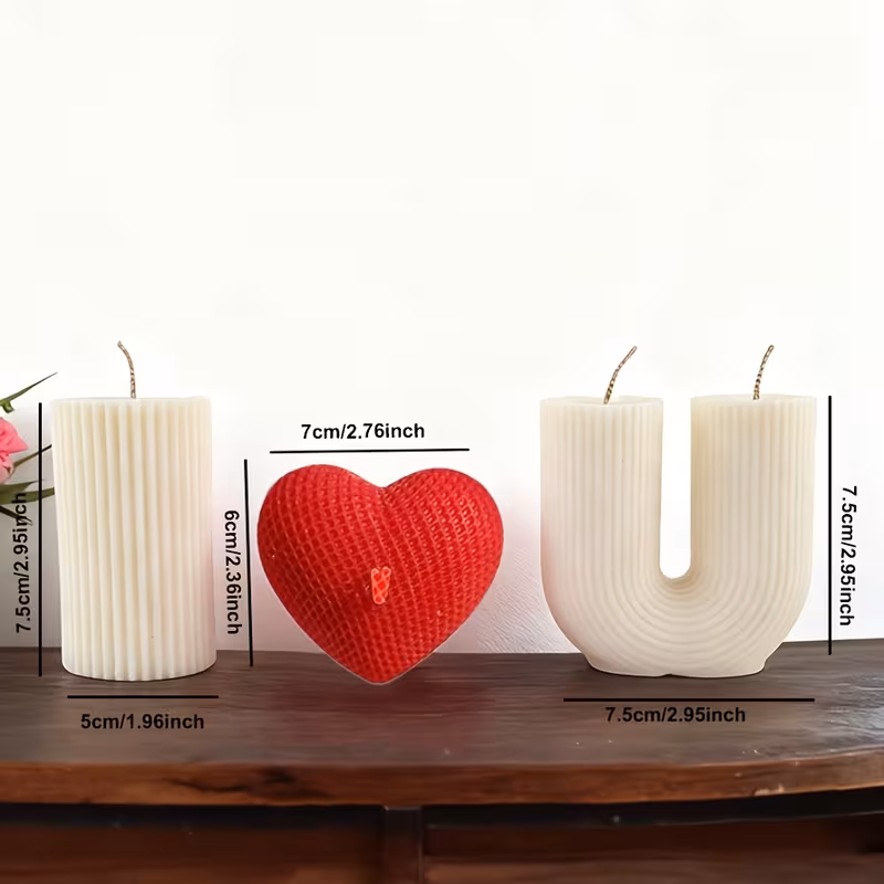 Set of 3 I Love You Special Scented Candle Set - White Red - Image 3