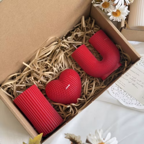 Set of 3 I Love You Special Scented Candle Set - Red